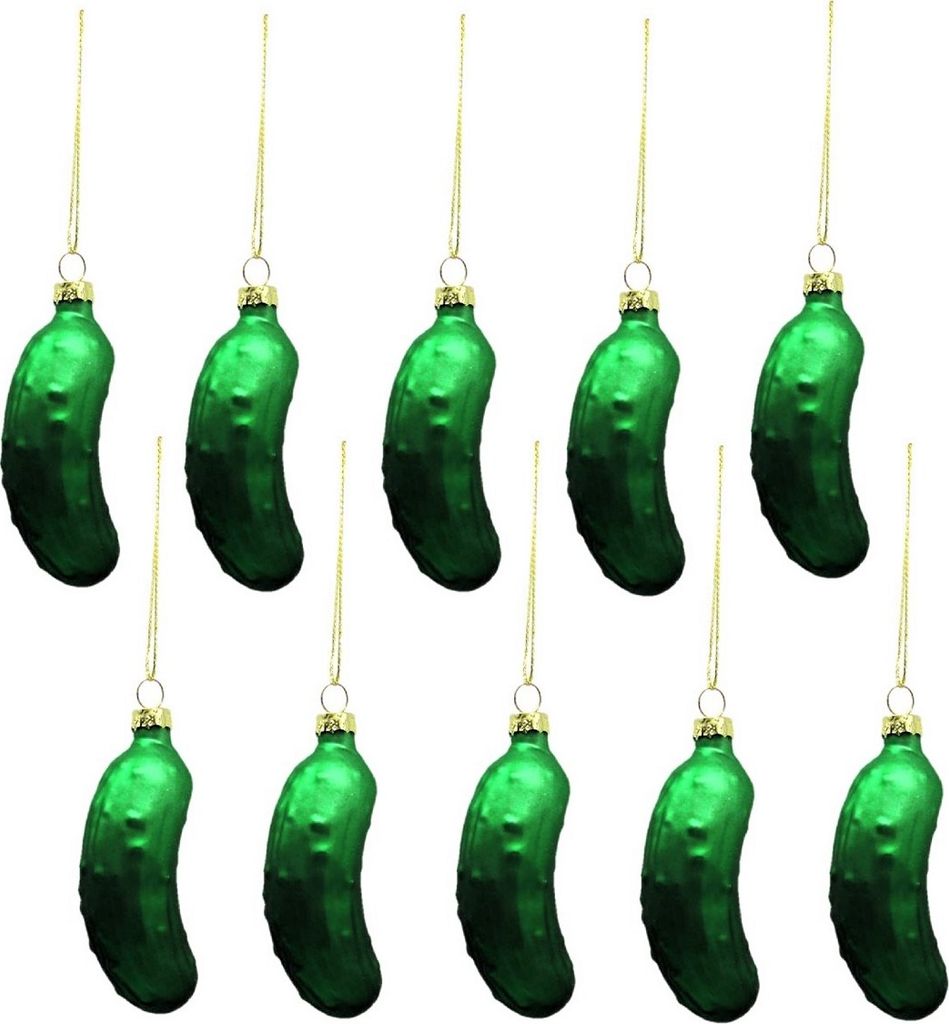 10  Stück Weihnachtsgurke Anhänger  Glas Christbaumschmuck Produktbild 2