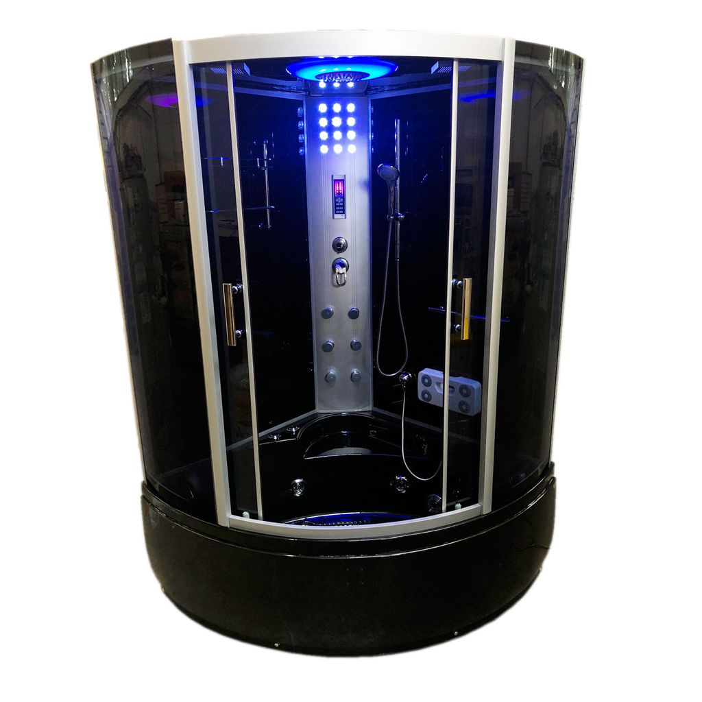BADEWANNE WHIRLPOOL DUSCHE SCHWARZ 2 MENSCHEN 130 x 130 cm FARBTHERAPIE Vienna
