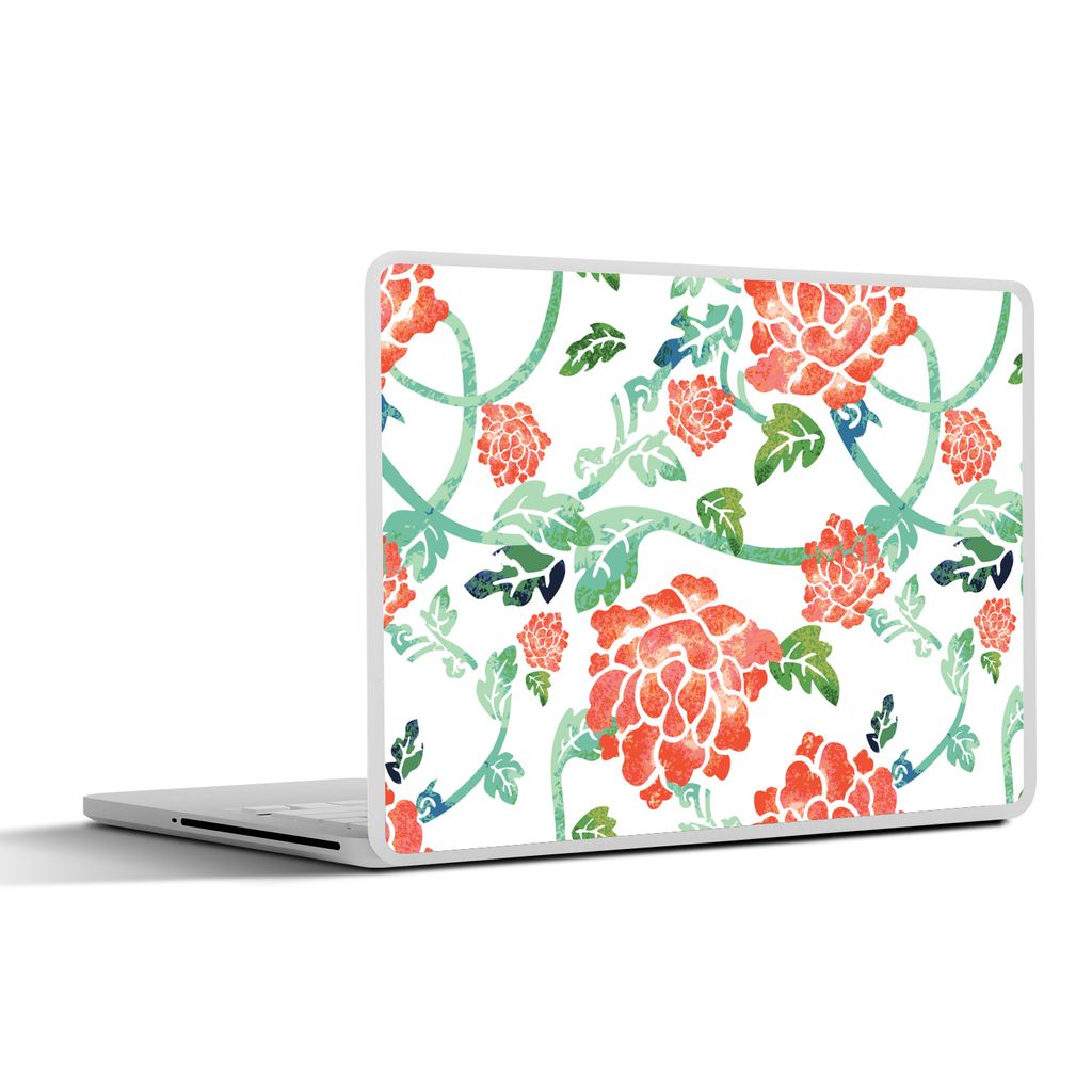 MuchoWow Laptop Aufkleber Sticker Cover Blumen - Blätter - Muster - Aquarell 40x30 cm - Laptop Dekoration - Selbstklebend