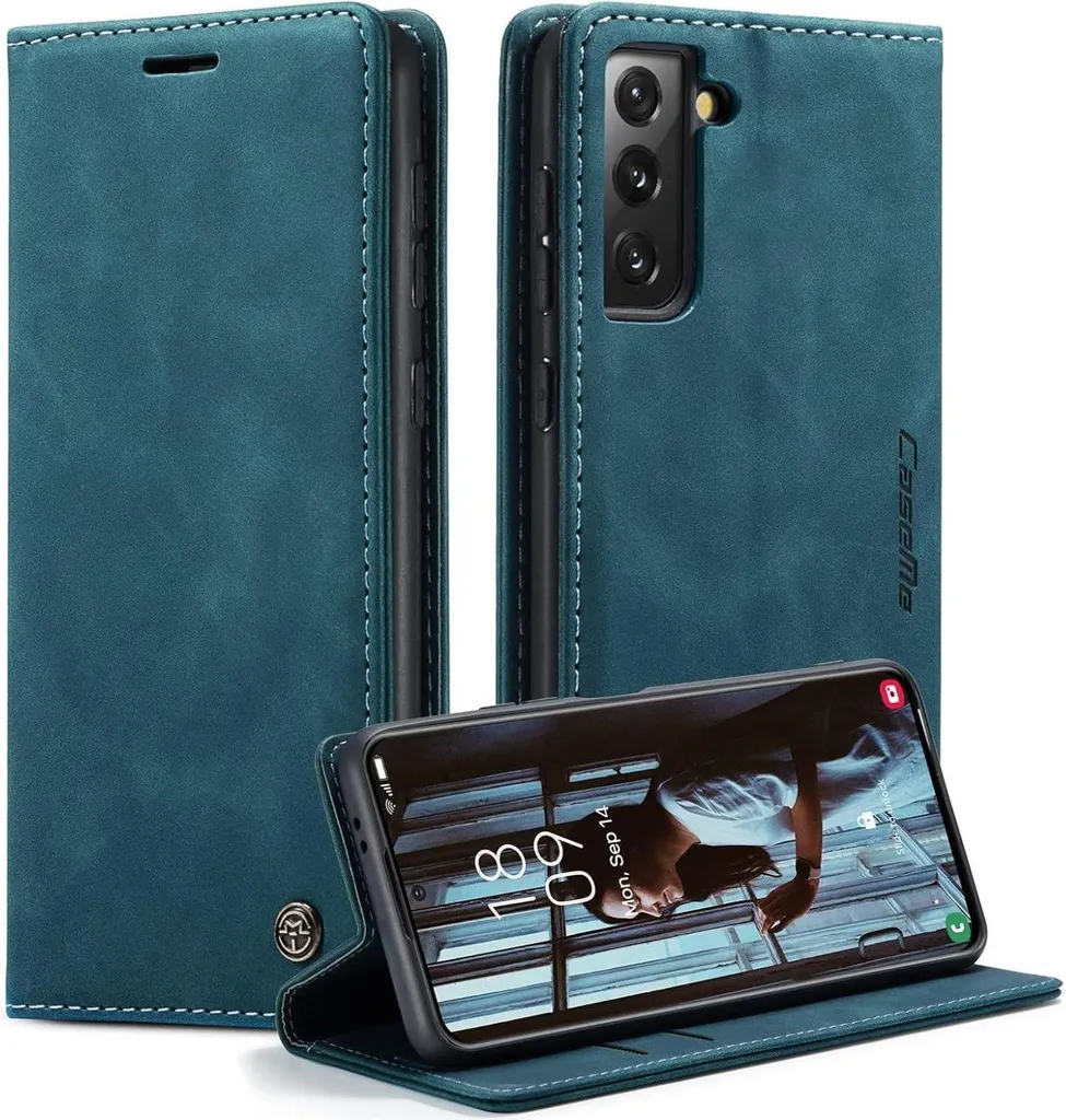 CaseMe Samsung S21 5G Housse en Cuir avec Fermeture Aimantée Robuste