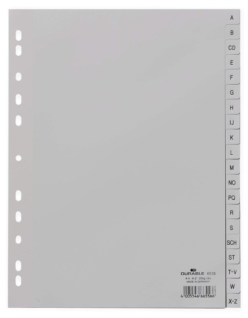 AA Register, PP, A - Z, grau, A4 volldeckend, 215/230 x 297 Produktbild 