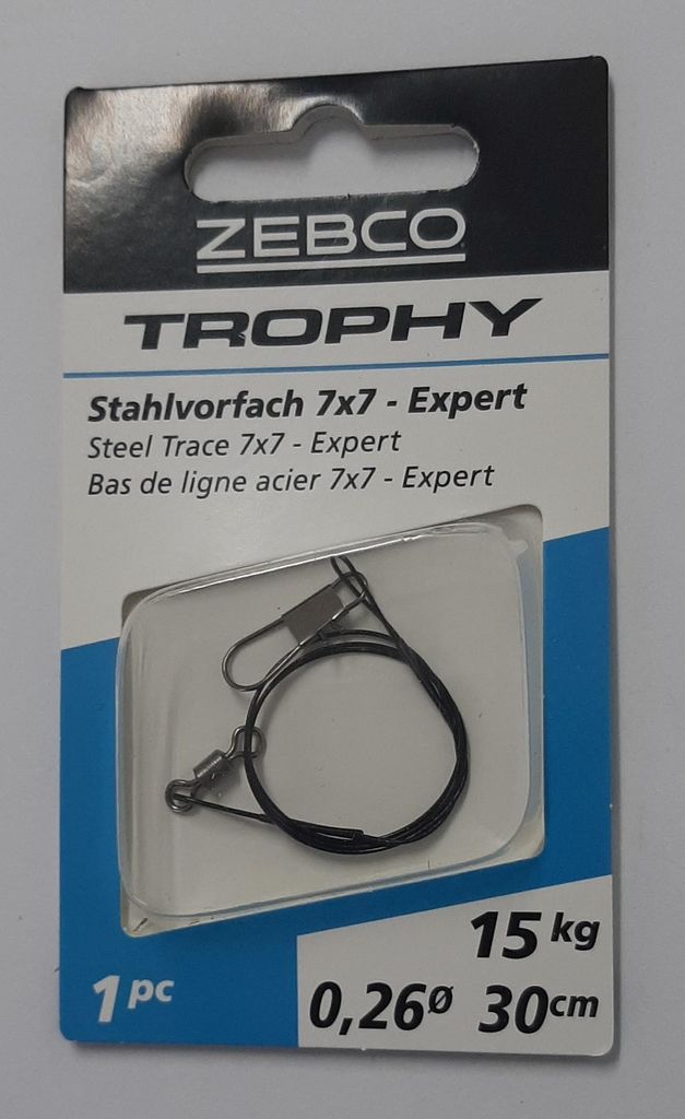 Zebco Trophy Stahlvorfach 7x7 Hechtvorfach Expert 30cm 15kg Produktbild 