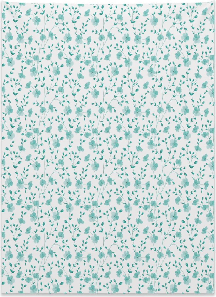 Abakuhaus Frühling Wandteppich, Muster mit Blumenstängel aus Weiches Mikrofaser Stoff Kein Verblassen Klare Farben Waschbar, 110 x 150 cm, Hellbl...