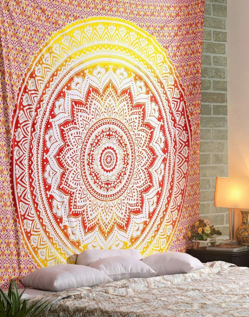 Hippie Indisch Mandala Tapisserie Wandteppich Wandbehang Blumen Matte Strandtuch 