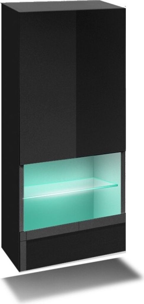Meublorama FH-GS6-N*1C/16KG, 2 Regale, 1 Tür(en), Schwarz, Mitteldichte Faserplatte (MDF), 350 mm, 370 mm
