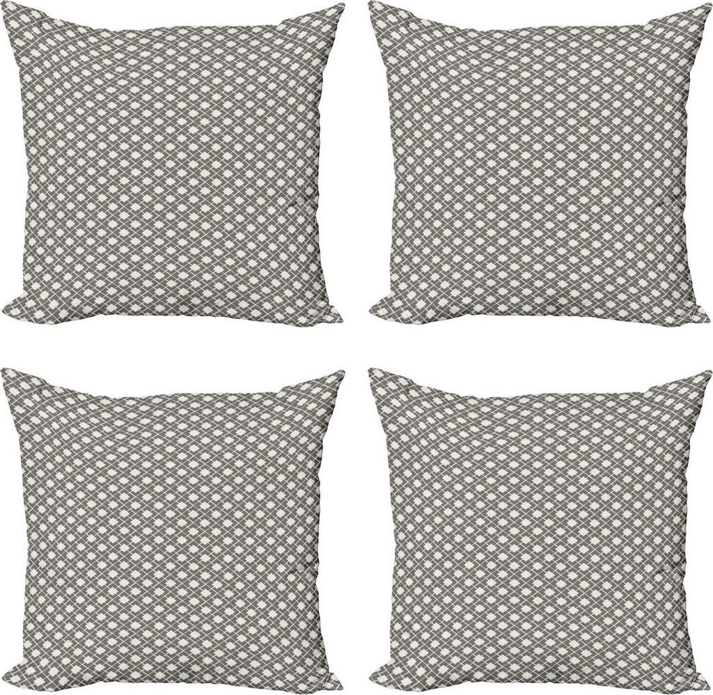 ABAKUHAUS Abstrakt Kissenbezug Set (4 Stück), Linien Quadrate Lattice Kunst, Moderner Doppelseitiger Digitaldruck, 50 cm x 50 cm, Koksgraue Eggshell