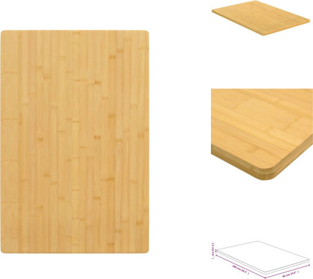 vidaXL Tischplatte 60x100x1,5 cm Bambus - Tischplatten