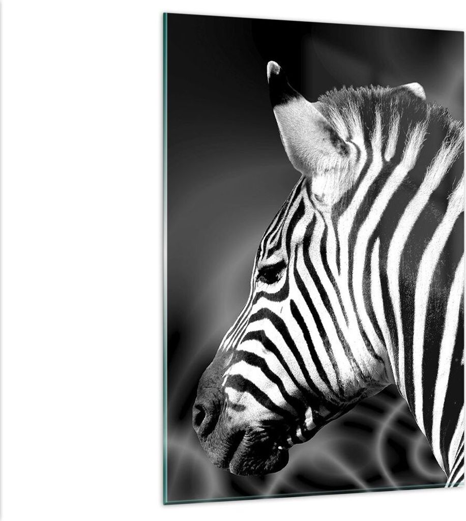 Bilder auf glas - Einteilig - Tier Zebra Streifen - 80x120cm - Glasbilder - Wandbilder - Bilder - zum Aufhängen bereit - Wanddekoration aus Glas -...
