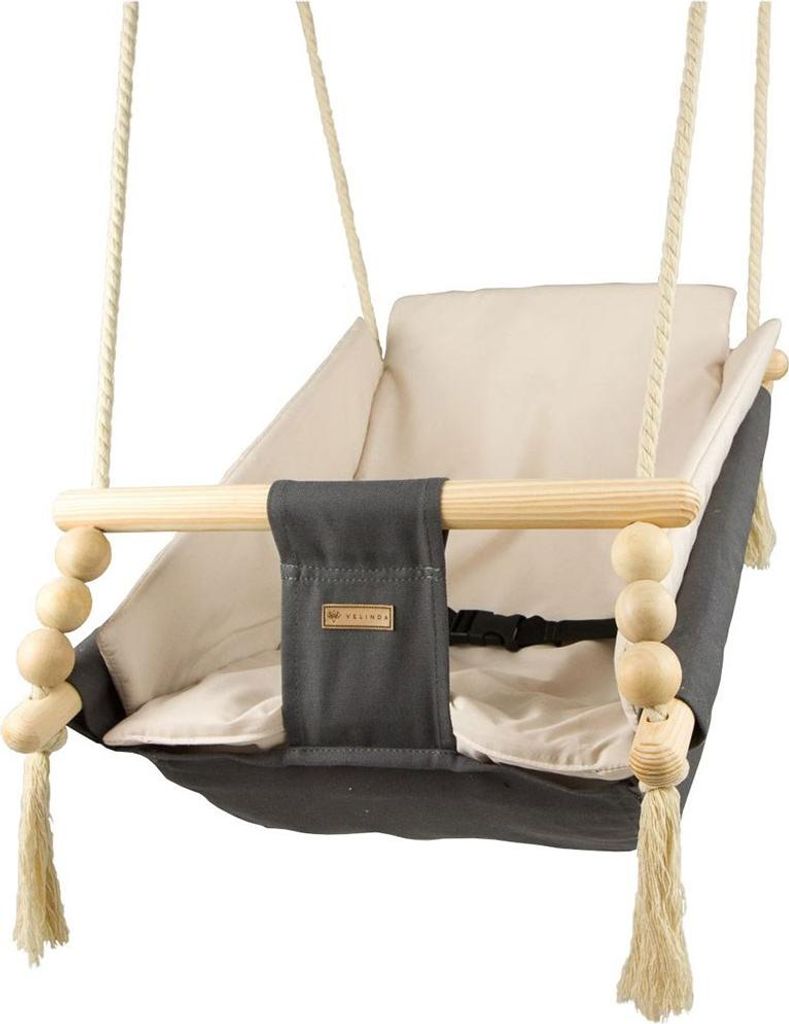 Babyschaukel mit Sitzgurten und Decke grau-beige Produktbild 