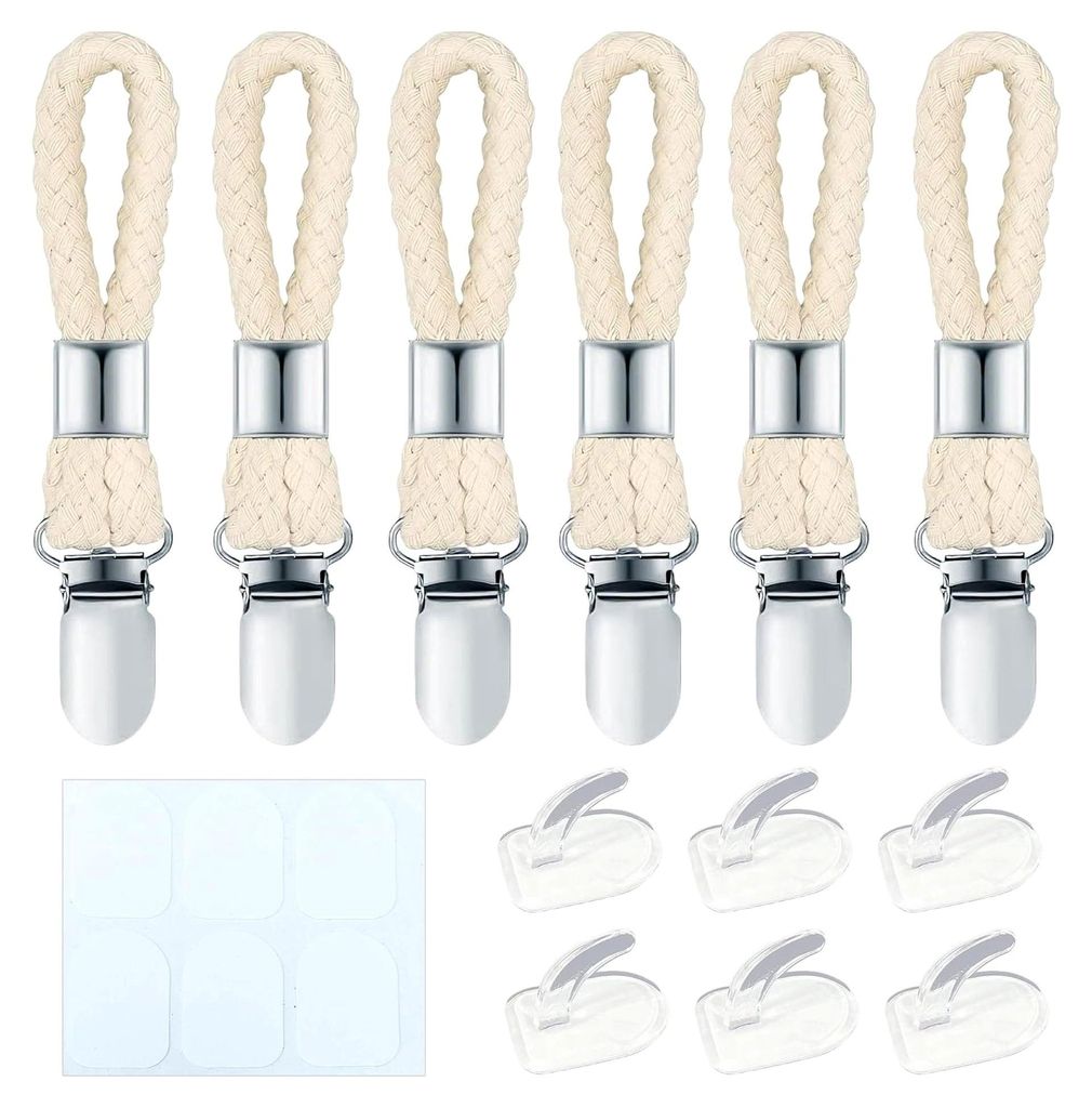 Set mit 6 Handtuchklammern und 6 Haken, Handtuchaufhänger für Geschirrtücher und Badetücher, Schlaufenaufhänger als Alternative zum Annähen, ...