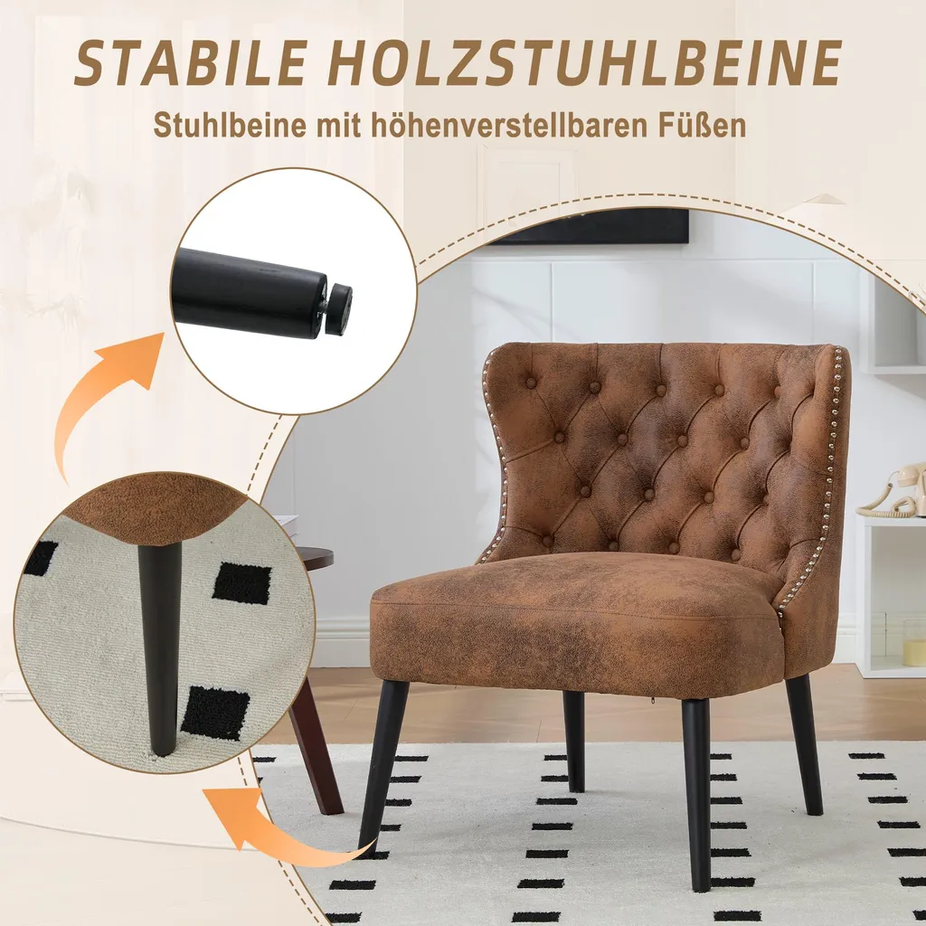 Chaise confortable microfibre marron antitache LVHOM dossier bouton