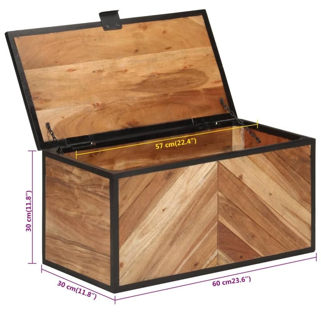 vidaXL Truhla 60x30x30 cm z masivního dřeva akácie a železa Obrázek produktu 