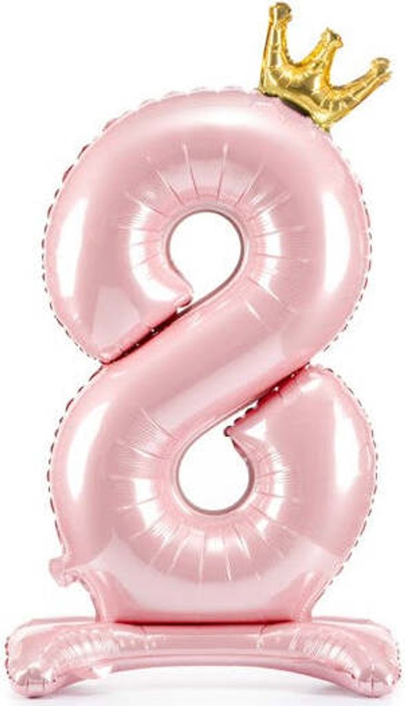 Folien-Standballon Zahl "8", 84 cm, hellrosa Produktbild 