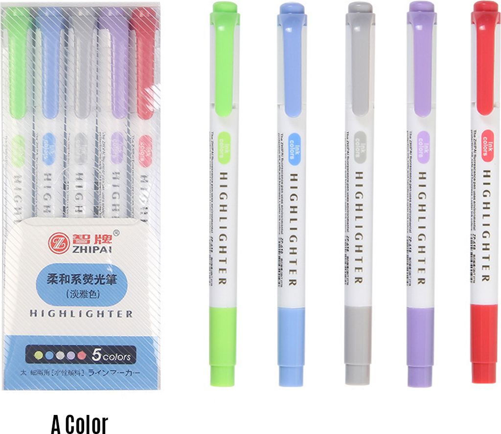 5 Farben Dual Tip Highlighter Stifte Breiter Meißel und Feinspitzen Markierungsstift für Schüler Büro Bürobedarf