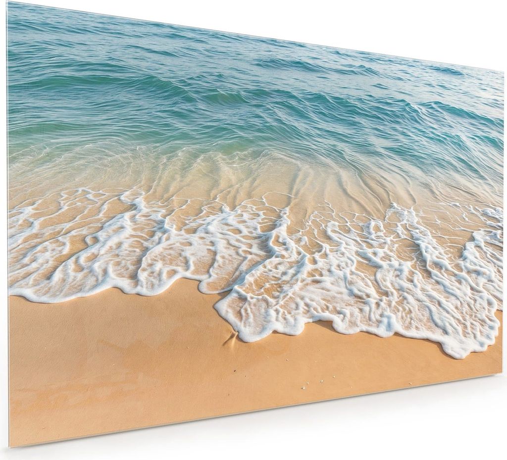 Küchenrückwand Spritzschutz Glas mit Motiv Wellen am Strand 40 x 40 cm