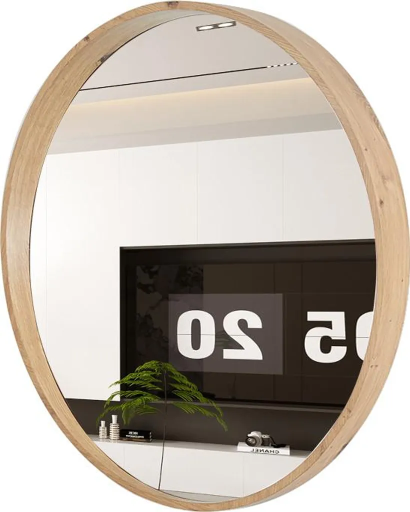 Miroir de bœuf Ria Ø80 cm pour salon ou entrée - Vieux chêne rustique - 5
