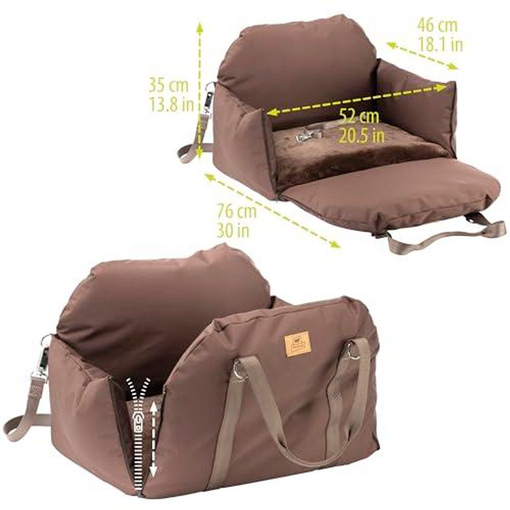 Ferplast Borsa Trasportino Cane, Transporttasche für Hunde, 52 × 46 x 35 cm, Braun