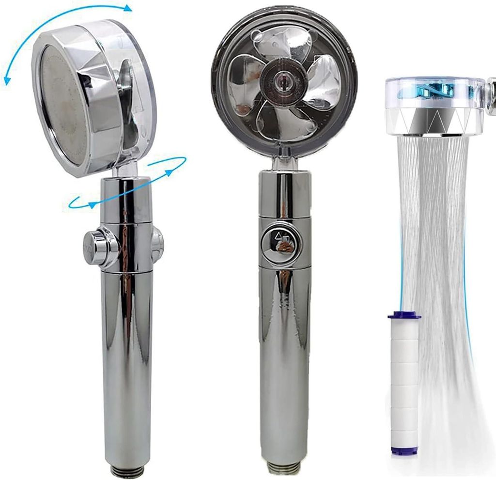 Hochdruck Turbo Duschkopf(Silber) mit Baumwollfilter,360° Produktbild 