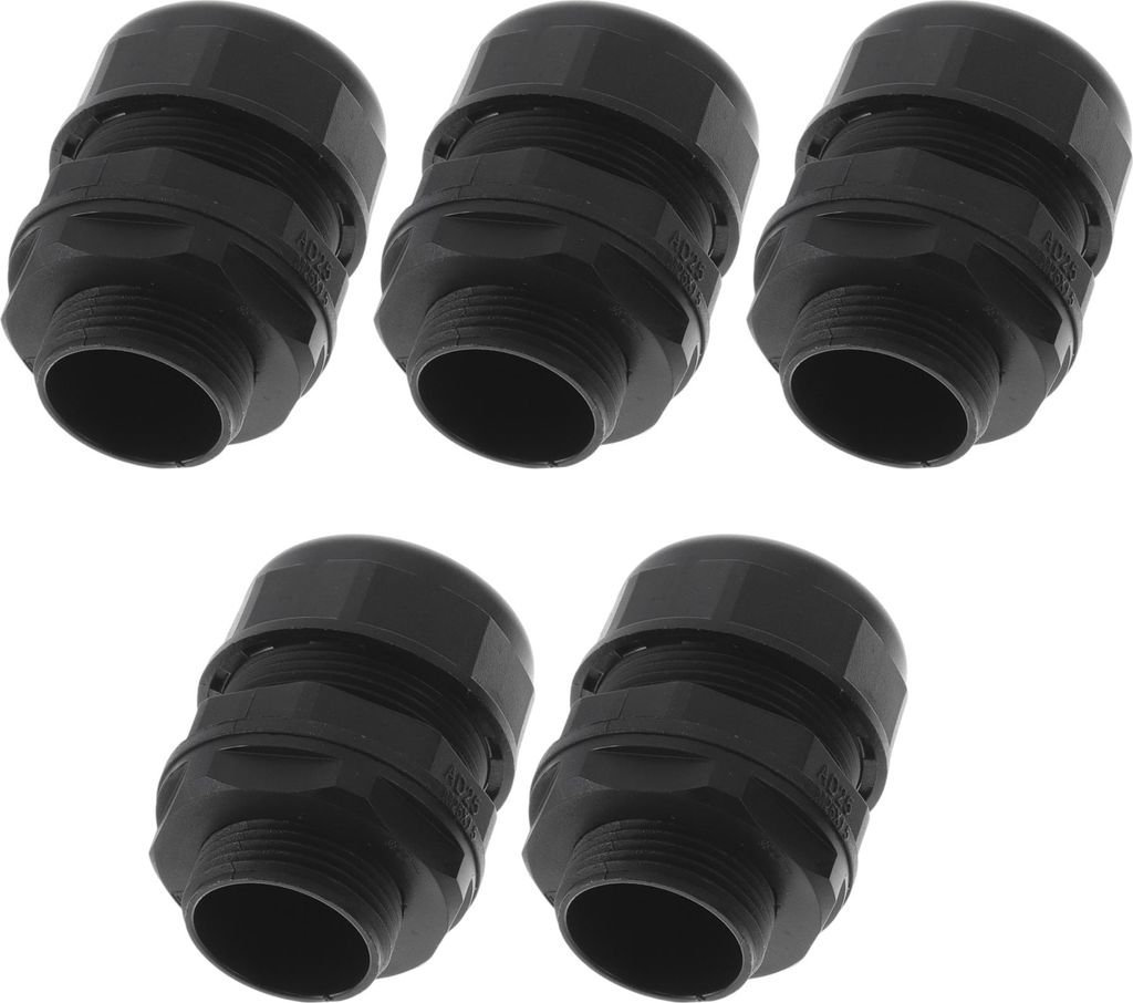 M25x1.5 Kabelverschraubungen 25mm / 0.98" Wellrohr Wasserdichte Verschraubung Gerades Rohr PA66 Nylon Schwarz 5 Stück