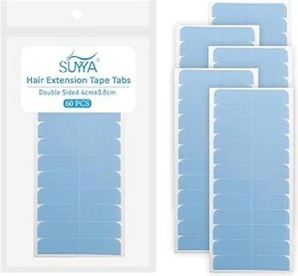 SUYYA Adesivo per extension a nastro, nastri adesivi per extension Pro Impermeabili Nastri adesivi di ricambio Nastri adesivi di ricambio per extension a nastro Capelli veri 4 cm x 0,8 cm (60 pezzi, blu)