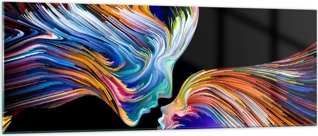 Bilder auf glas - Abstraktion modern - 140x50cm - Glasbilder - Wandbilder - Kunstdruck - zum Aufhängen bereit - Wanddekoration aus Glas - Glas Bil...
