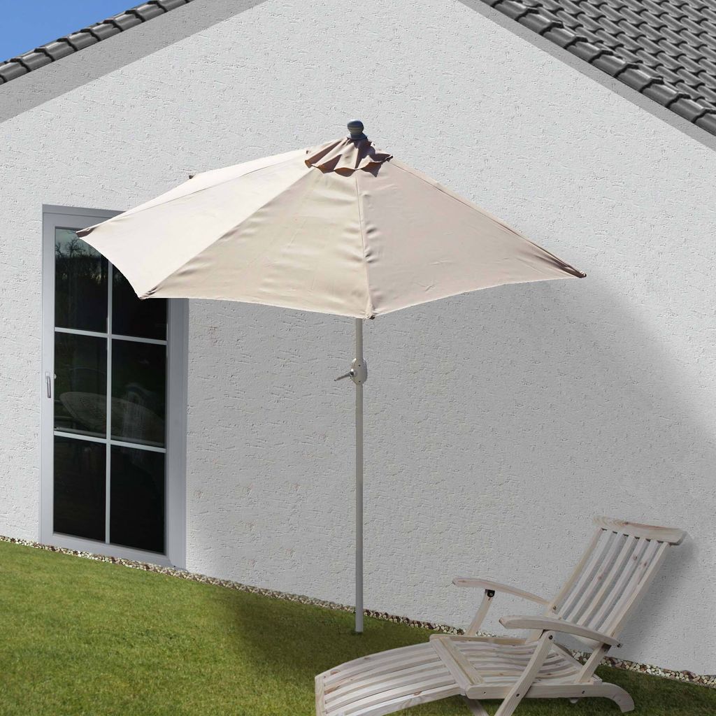 Sonnenschirm halbrund Parla, Halbschirm Balkonschirm, UV 50+ Polyester/Alu 3kg - 270cm creme ohne Ständer