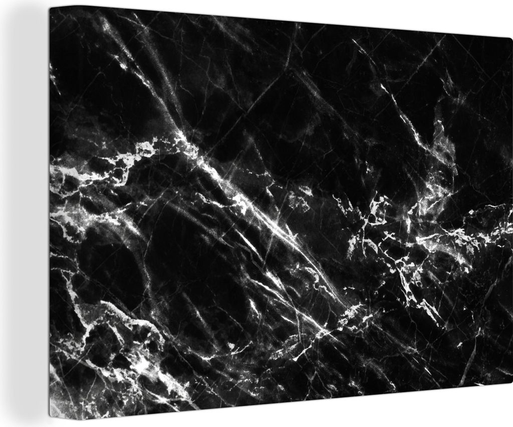 OneMillionCanvasses - Leinwandbilder - 140x90 cm, Schwarz - Weiß - Marmor - Luxus, Wandbilder Kunstdruck Wanddekoration - Foto auf Leinwand - Ge...