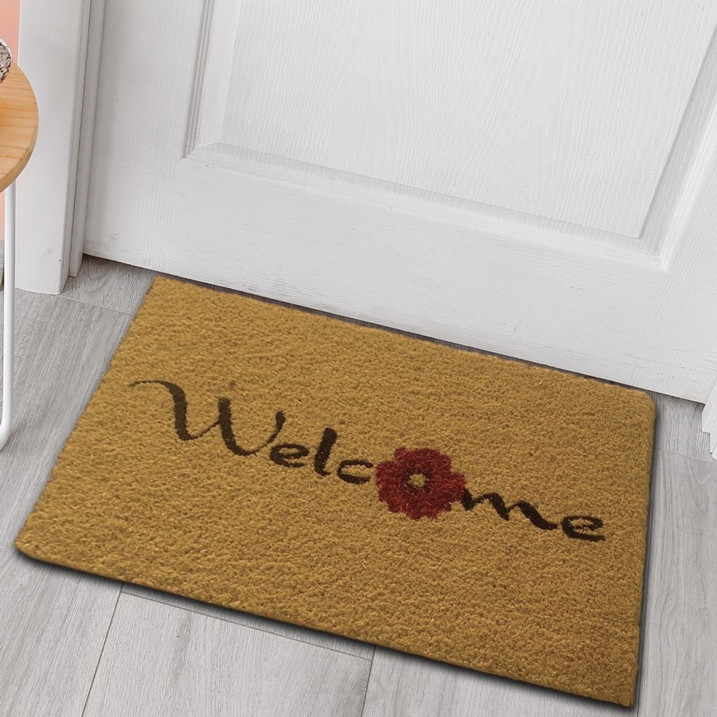 Schuhabstreifer mit dezent-modernem Design Blume in rot Größe - 45 x 75 cm