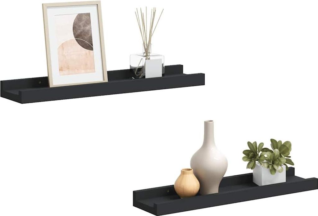 vidaXL Bilderleisten 2 Stk. Schwarz 40x9x3 cm MDF