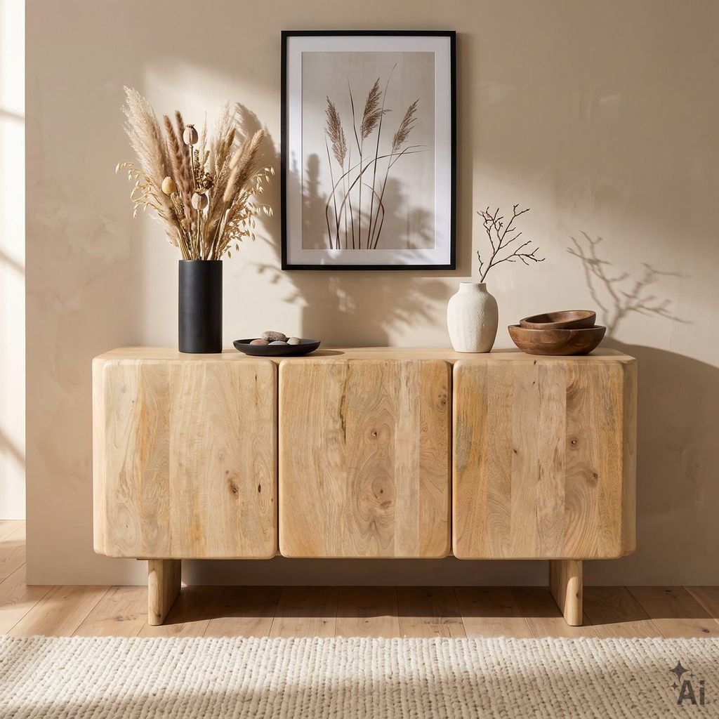 Sideboard JOYA 150 cm aus Mangoholz mit 3 Türen - Natur Produktbild 