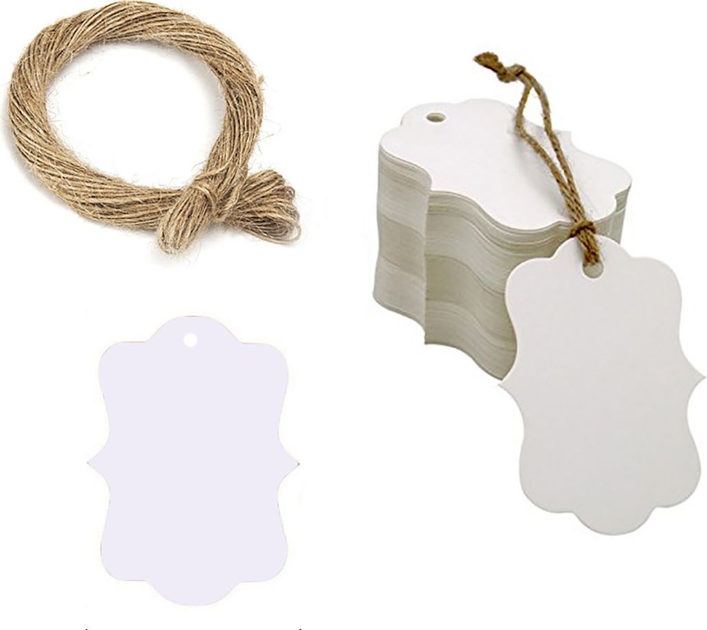 100pcs Visitenkarten vorgepacktes Loch umweltfreundlich mit Seil tragbare Mehrzweckmeldungen Feste Farb-Blanko-Oberflächen-Etikett-Tags Festival S...