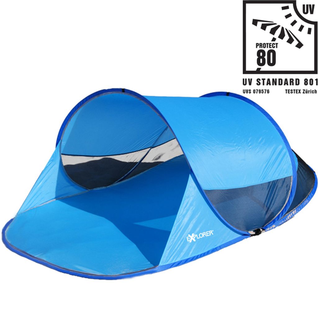 Strandmuschel EXPLORER Automatik Pop up Quick Beach Tent Sonnenschutz UV80 2020