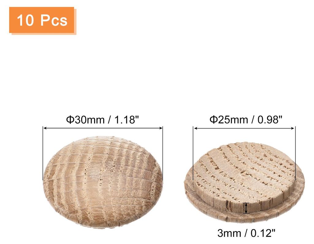 Holzstopfen, 10 Stš¹ck 30 x 25 mm - Eichenholz-Knopfstopfen, Schraubenlochabdeckungen, dekorative Holzabdeckung fš¹r Treppenstš¹hle, M?bel un...