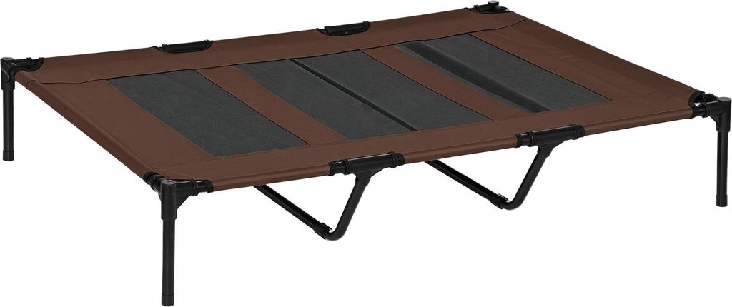Hundebett, faltbar, Outdoor-Hundebett, erhöhter Stand, 122 cm x 92 cm x 23 cm, Kaffee-Braun + Schwarz