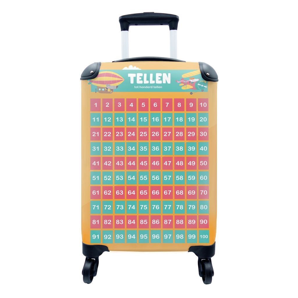 MuchoWow Koffer Handgepäck Trolley Rollkoffer Kleine Reisekoffer mit 4 Rollen - Zählen - Lernen - Jungen - Mädchen - Kinder - Orange - Kinder ...