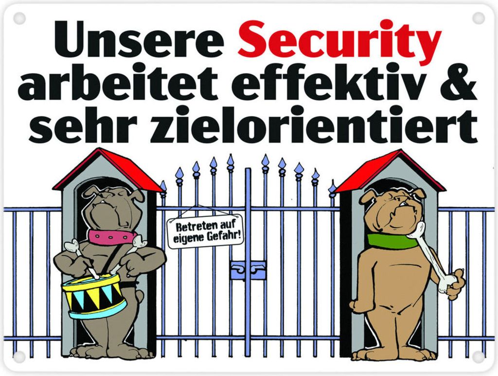 Wachhund Security Metallschild in 15x20 cm in weiß