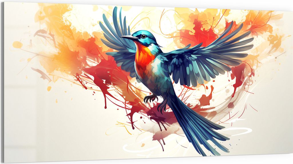DEQOART Glasbild Echtglas 100x50 cm 'Flügel des Lichts' Wandbild Bild modern Deko