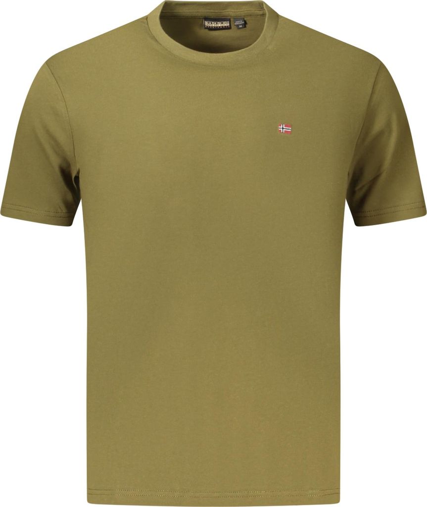 Herren Kurzarm T-Shirt Grün – Regular Fit, Baumwolle, Bestickt