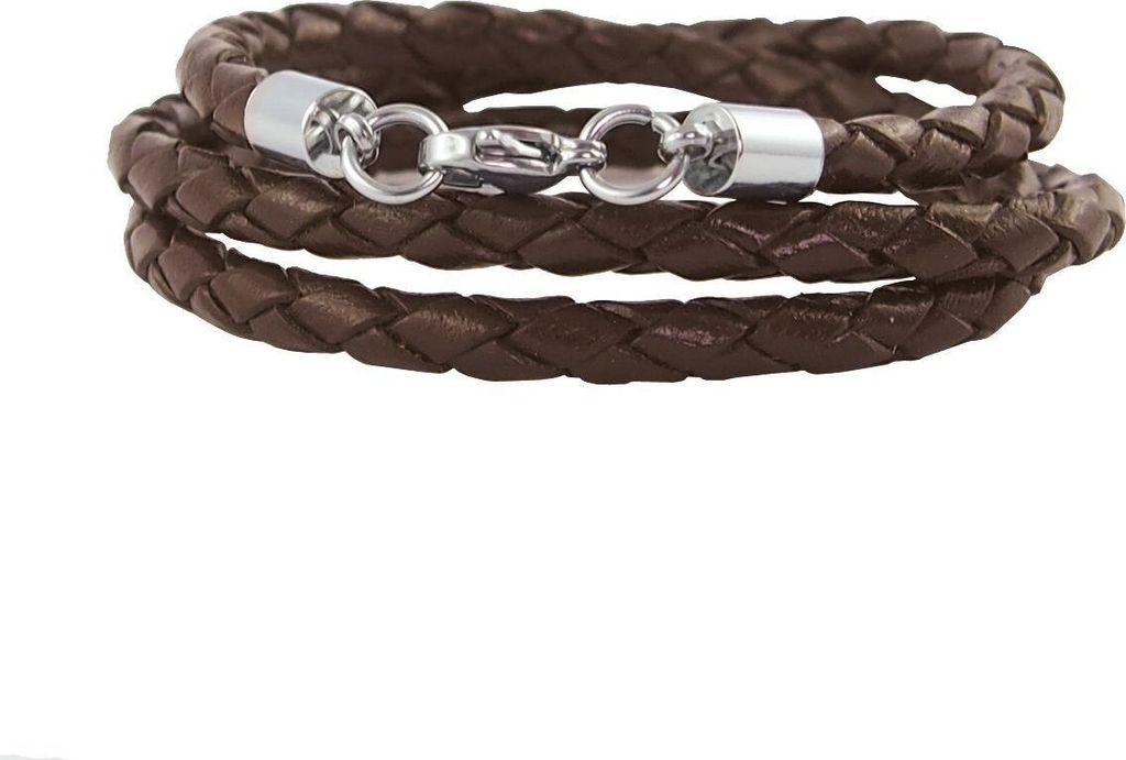 König Design Lederkette Lederband Leder-Armband 6 mm Herren Halskette 17 cm - 100 cm geflochten, Länge:90 Zentimeter, Farbe:Braun