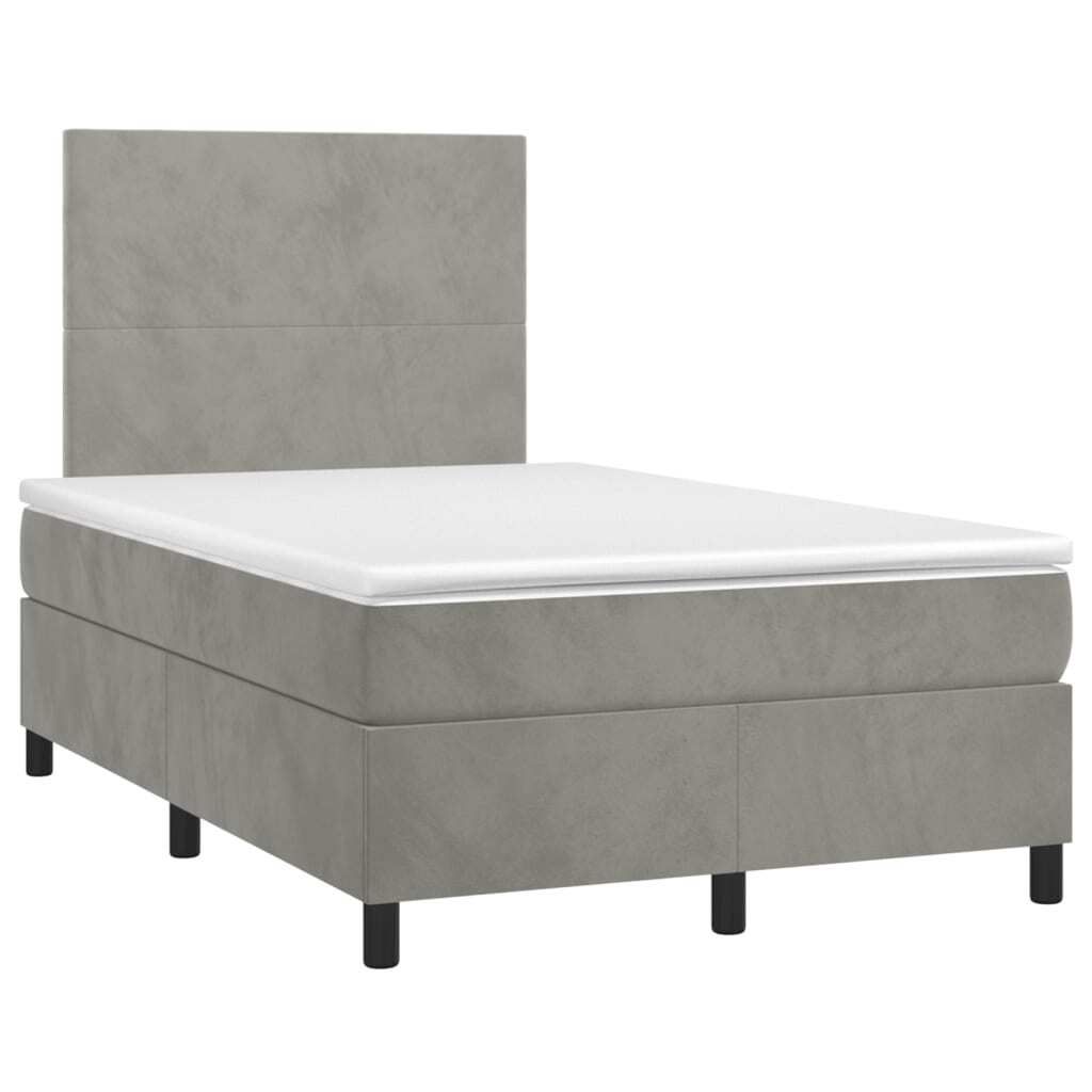 Boxspringbett mit Matratze Hellgrau 120x200 cm Samt