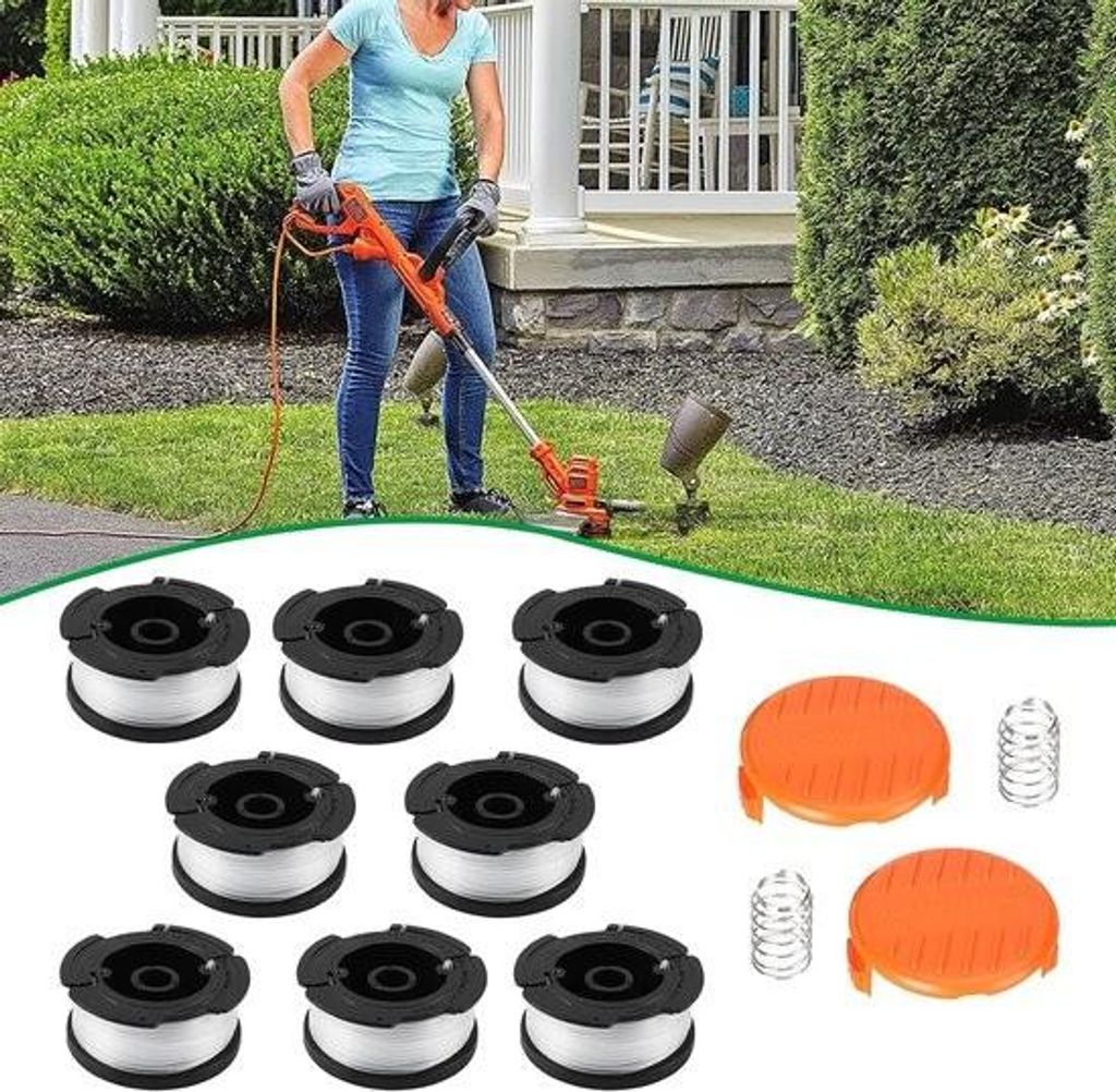 DriSubt 8PCS AF-100 Trimmerspule & Faden für Black & Decker Fadentrimmer Ersatzteil Faden Werkzeug, 30ft 0" Ersatzspule mit automatischer Fadenzuf...