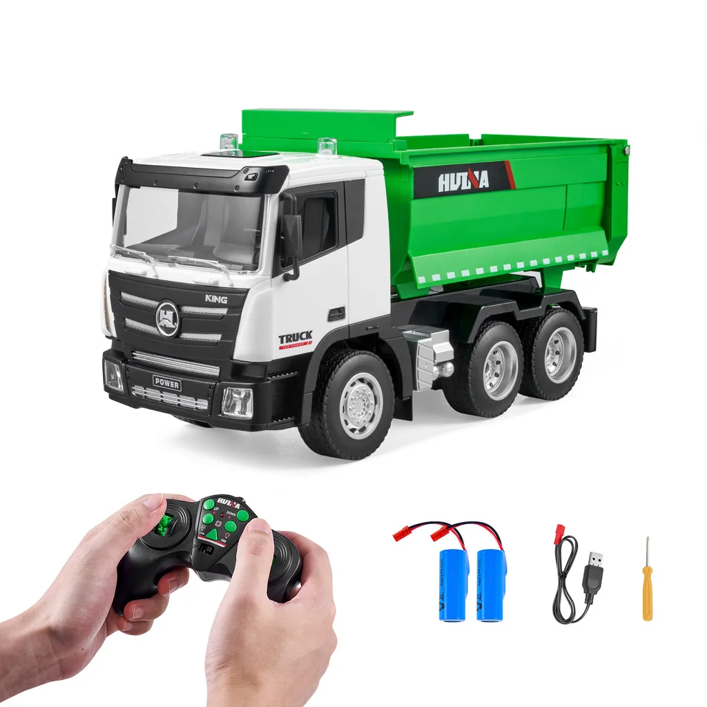 Jouet Benne RC Échelle 1:18, Camion Lumineux avec Double Autonomie