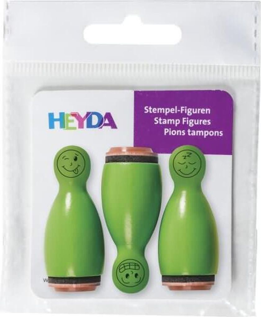 HEYDA 204888635 Stempel-Figuren Gesichter Holz farbig lackiert grün