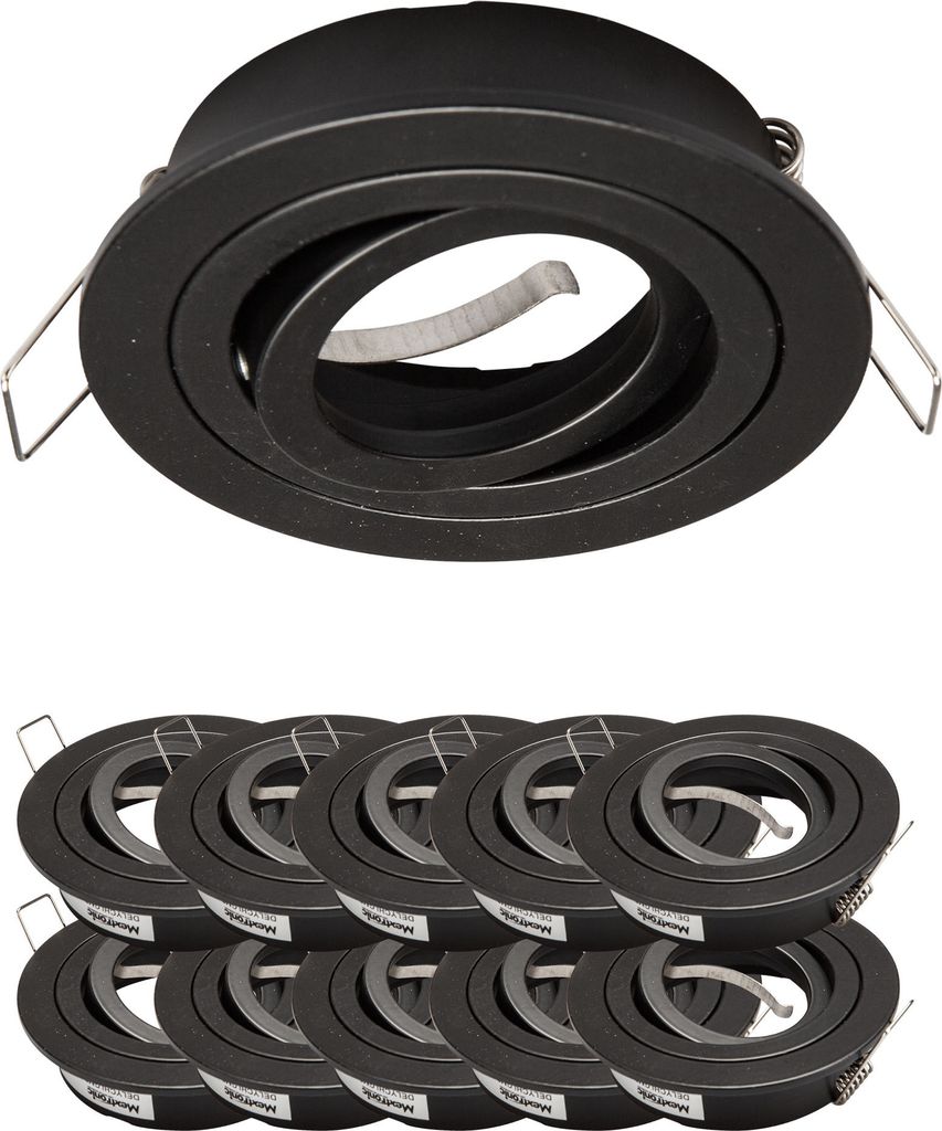 10x Einbaurahmen Mattschwarz 648-MB Ø75 mm für Leuchtmittel GU10 | MR16 IP20