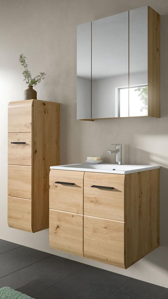 Badmöbel Set 3-teilig "Cover" in Artisan Eiche Badkombination 105 x 185 cm