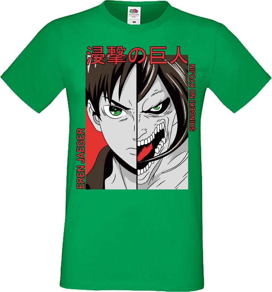Herren T-Shirt Manga Anime Attack Anime On Titan Eren Jaeger 01 Jaeger, Man S / Grün
