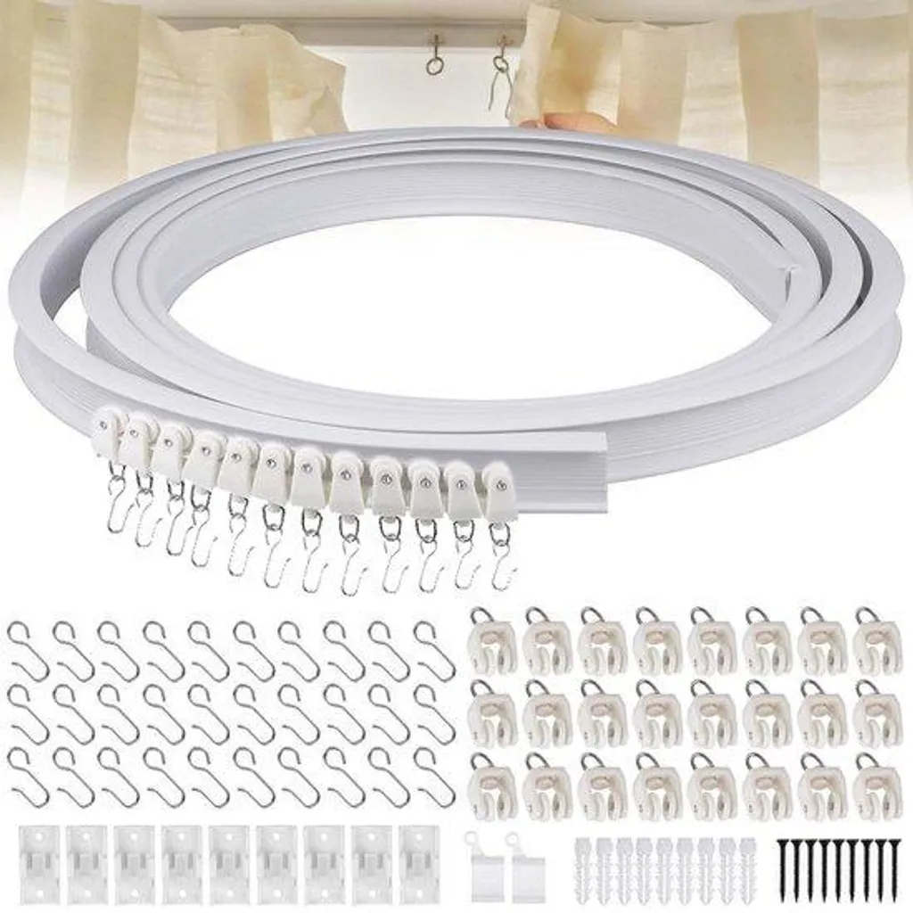 Tringle à rideaux flexible en acier et PVC haute résistance blanc 6m