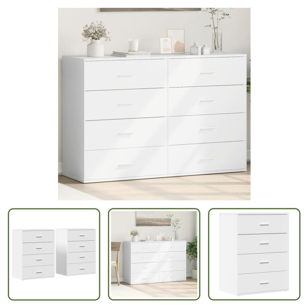 The Living Store Sideboards 2 Stk. Weiß 60x39x80 cm Holzwerkstoff