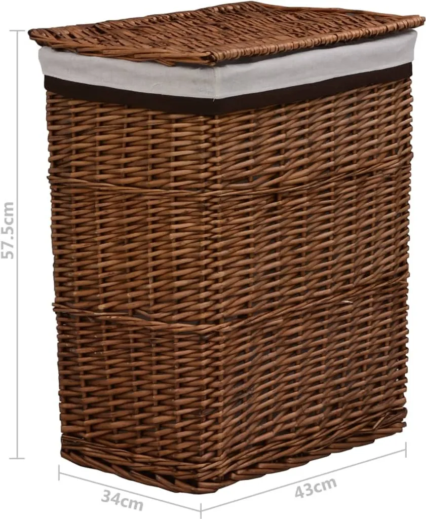 Panier à linge vidaXL Willow brun - Tressage résistant et durable - 8