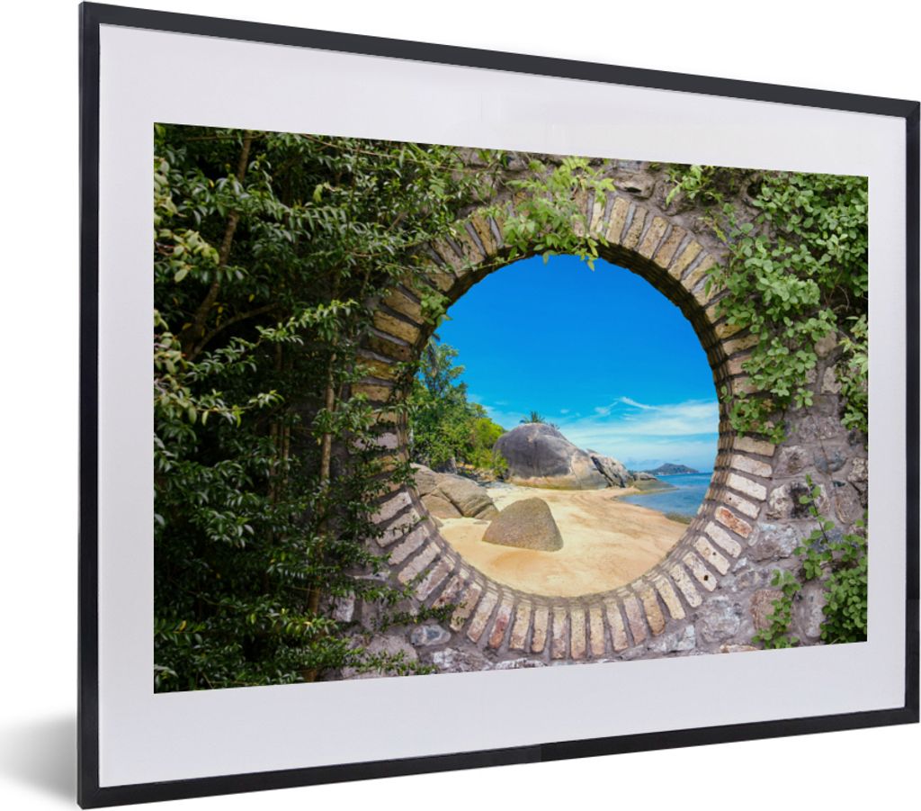 MuchoWow Gerahmtes Poster Sommer - Strand - Aussicht - Tropisch 40x30 cm - Poster mit Schwarzem Bilderrahmen Wandposter Rahmen Foto Bilder - Bild...